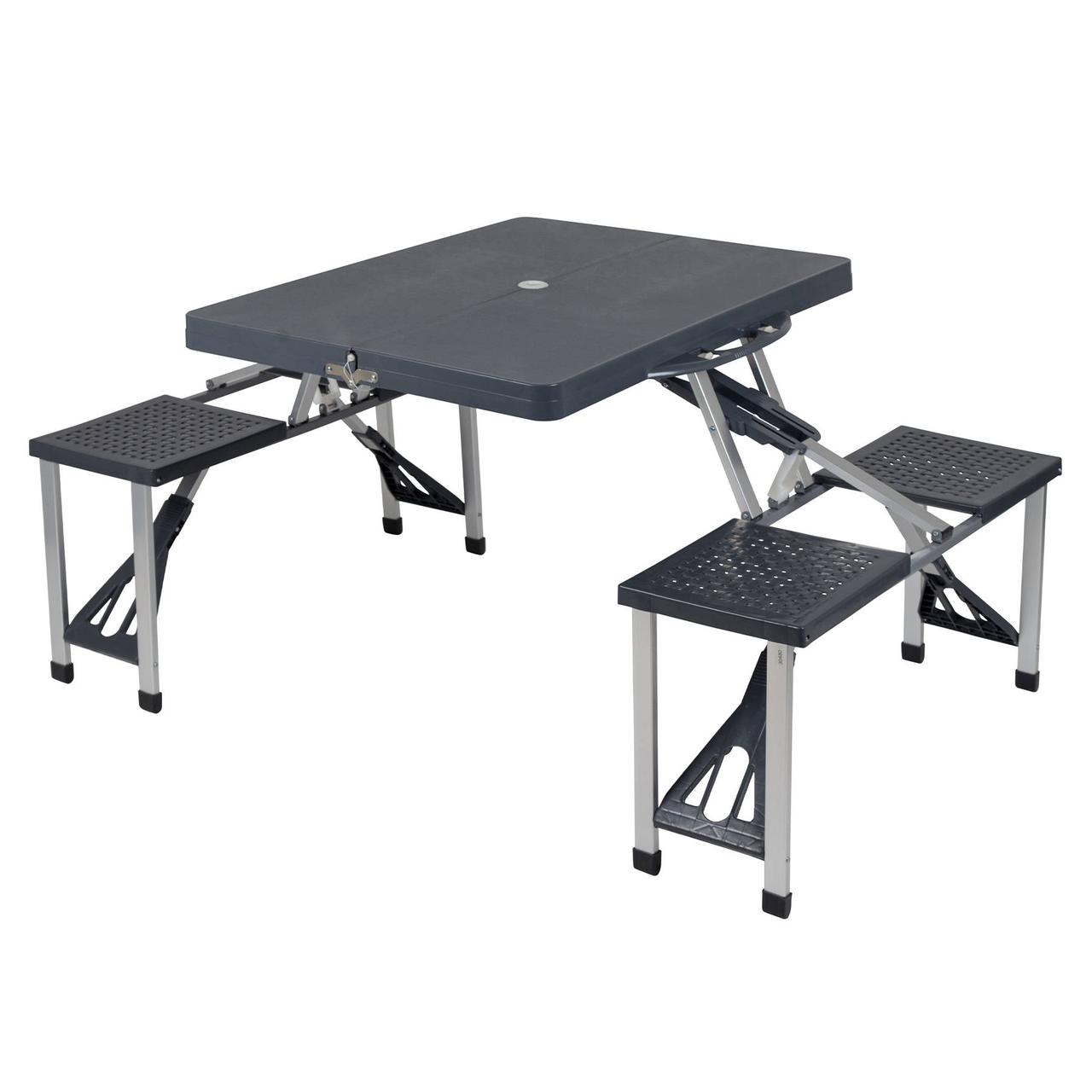 Стіл Bo-Camp Basic Grey 1404374 для кемпінгу зі стільцями 4 посадкові місця сталевий каркас навантаження до 60 кг компактний, фото 1