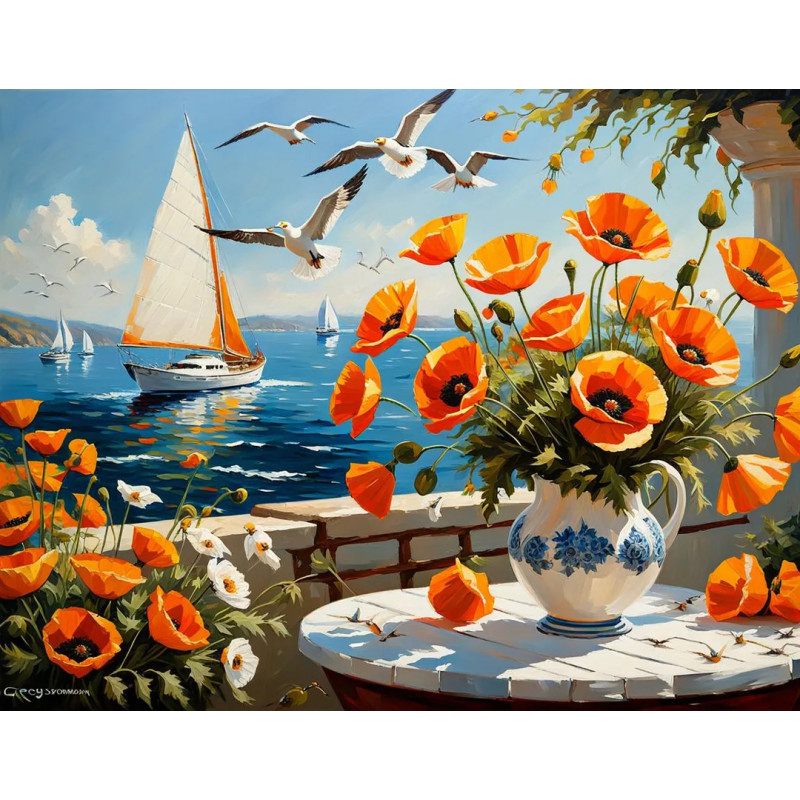 Алмазна вишивка (набір) "Літнє місце біля моря" (DM-493), фото 1