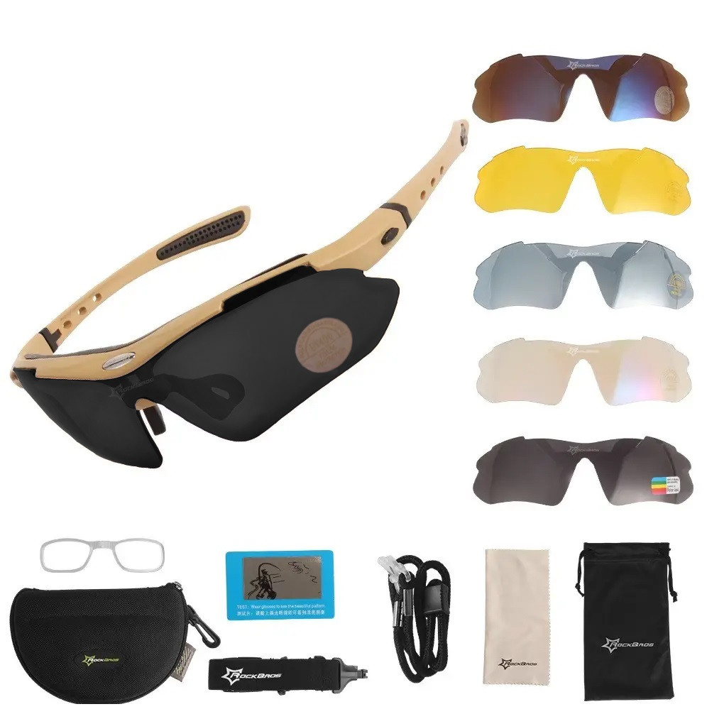 Окуляри з поляризацією сонцезахисні - RockBros -5 комплектів лінз-Койот PeremogaUA, фото 1