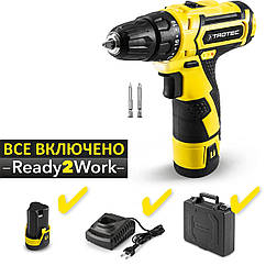 Акумуляторна дрель-шуруповерт Trotec PSCS 11-12V 22 Нм Li-Ion 12В швидкозатискний патрон кейс підсвітка