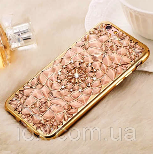 Золотистий силіконовий чохол Кристал з камінчиками Swarovski для Iphone 6/6s (4.7")