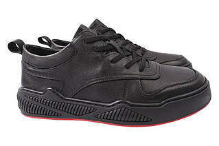 Кеди чоловічі з натуральної шкіри на низькому ходу Чорні Arees 89-21DTC 39