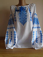 Жіноча сорочка - вишиванка на білому домотканому полотні ручної роботи в етно стилі