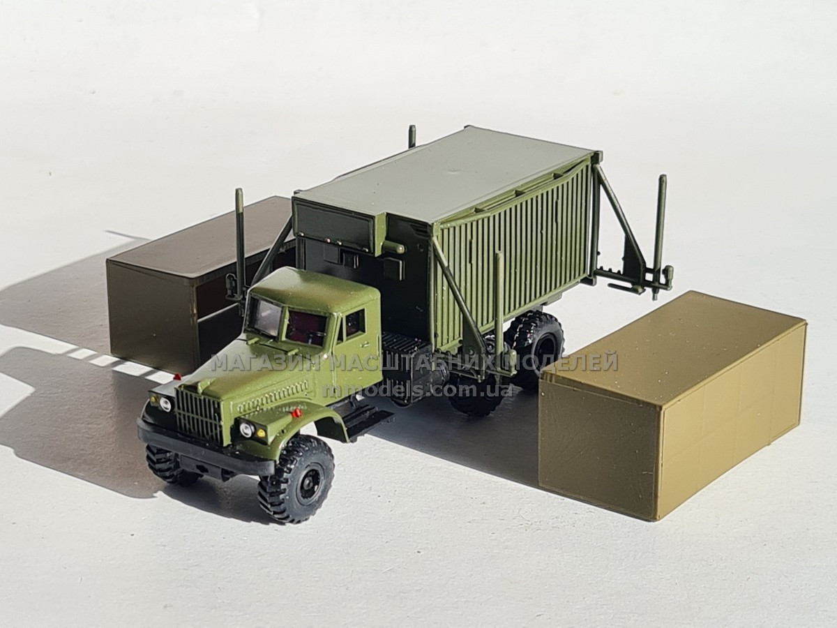 Модель автомобіля КрАЗ-255Б кунг медичний, масштаб 1/87, H0, фото 1
