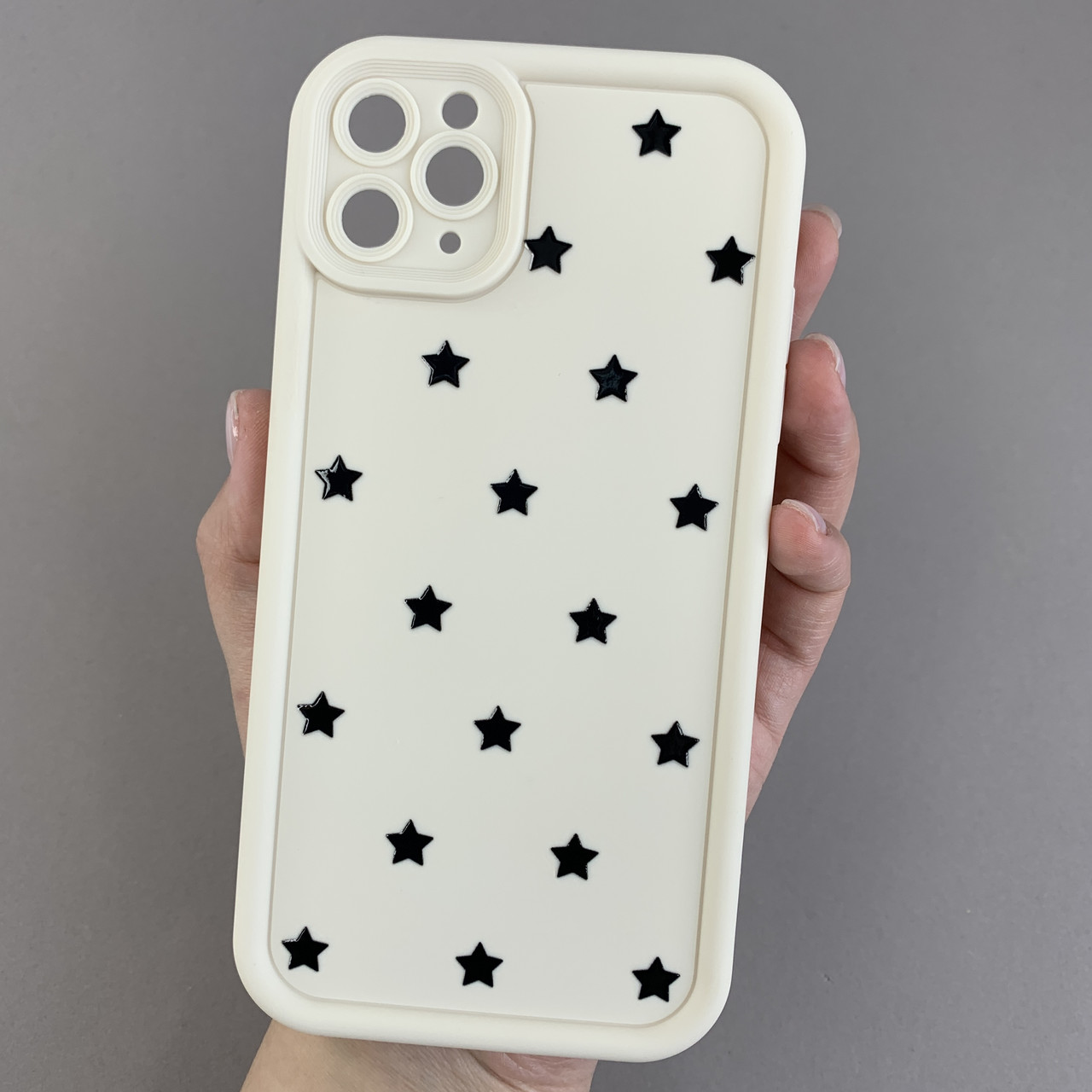 Чохол для iPhone 11 Pro Max чохол з високими бортами із зірочками на телефон айфон 11 про макс молочний q05d