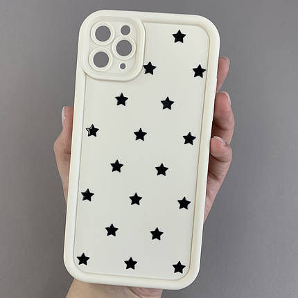 Чохол для iPhone 11 Pro Max чохол з високими бортами із зірочками на телефон айфон 11 про макс молочний q05d, фото 1