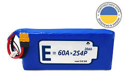Акумуляторна збірка Li-Ion 2S4P Energy Life 20000 мАч 21700-EVE50E 12AWG XT60-Female - 1 шт.