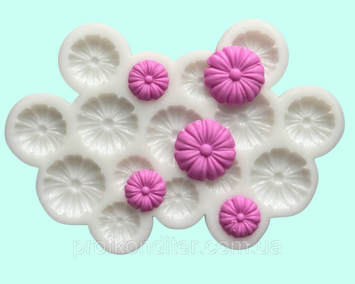 Силіконовий молд для шоколаду, зефіру та ін ʼРомашки МІНІ для декоруʼ, фото 1