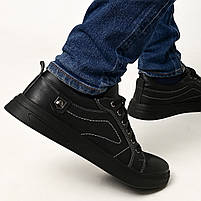 Чоловічі кеди з натуральної шкіри чорного кольору на шнурівці «Style Shoes» 40, фото 5