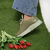 Літні жіночі кросівки шкіряні кольору авокадо “Style Shoes”, фото 3