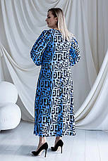 Жіноче літнє плаття батал великі розміри 50-60 зі штапелю міді вільне синє, фото 3