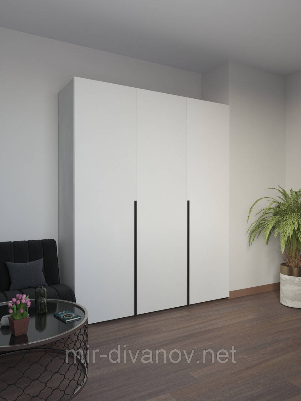 Шафа для одягу розпашна на три двері(180) Білий, фото 1