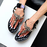 Жіночі босоніжки на низькому ходу з камінням, жіночі босоніжки зі стразами, чорні жіночі босоніжки стрази, фото 5