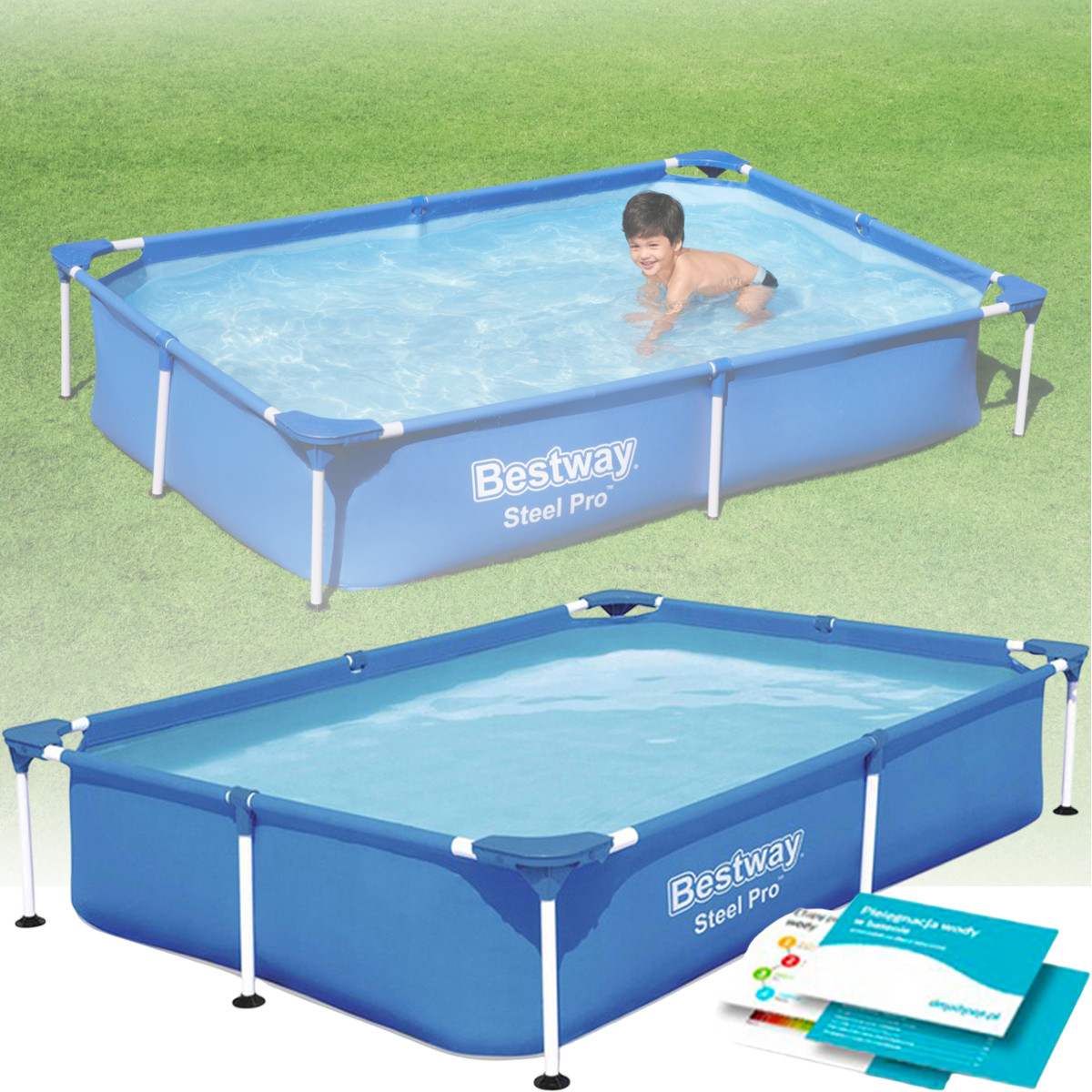 Дитячий каркасний прямокутний басейн Bestway 56401 для відпочинку 221 x 150 x 43 см на 1200 л Синій