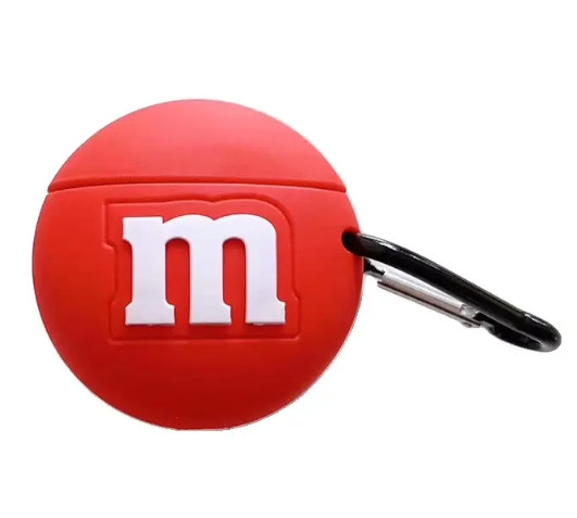 Чохол для AirPods 2/1 series - Chocolate M&M's, силіконовий, Червоний