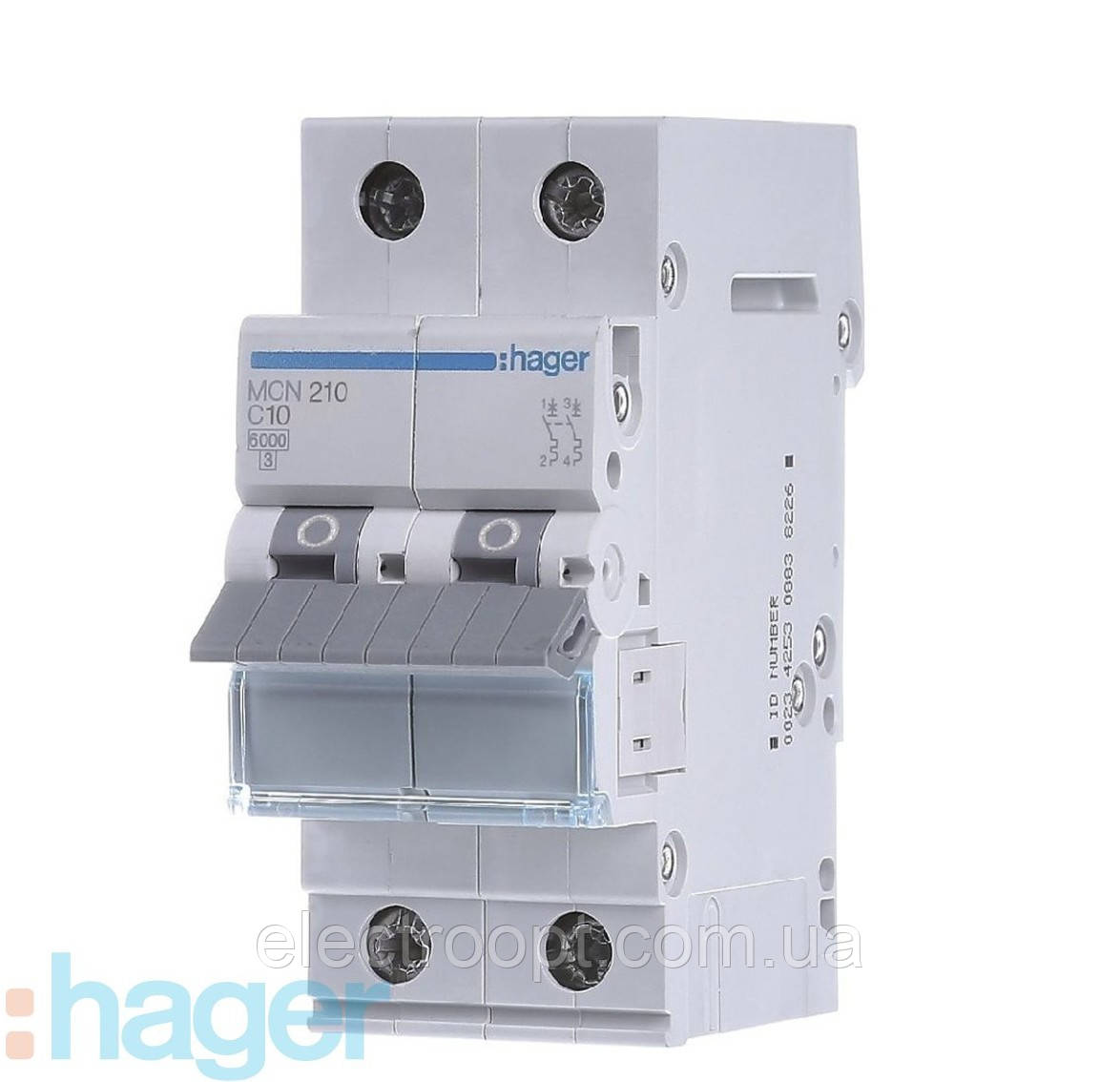Автоматичний вимикач 10 А, 2-фазний, тип С, Hager MCN210