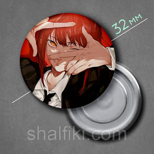 "Макіма / Демон контролю (Людина бензопила / Chainsaw man)" магніт круглий Ø32 мм, фото 1