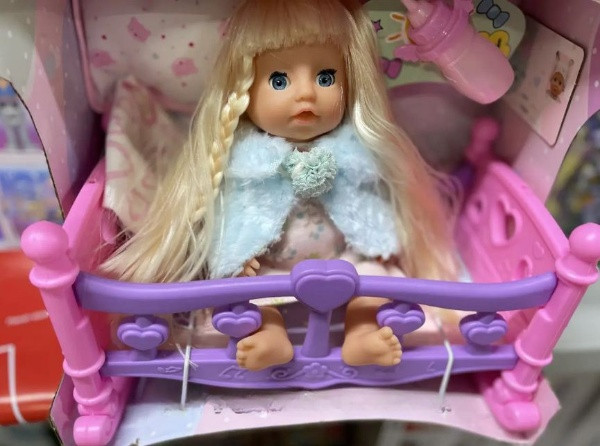 Крихітка пупс 20 см з ліжечком і постіллю Лялька з реалістичними функціями пляшечка горщик одяг документ, фото 1