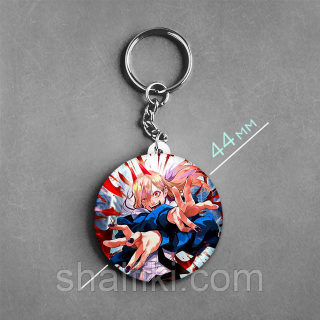 "Пауер / Кривавий нелюд (Людина бензопила / Chainsaw man)" брелок круглий Ø44 мм, фото 1