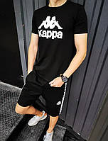 Чоловічий костюм на літо чорні футболка та шорти