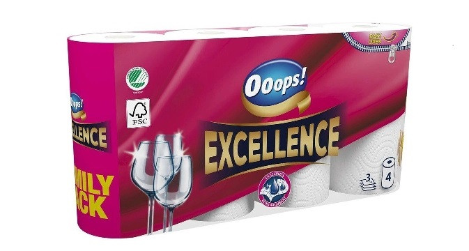 Рушники паперові 3-шарові Ooops! Excellence 4 шт 52 відривів