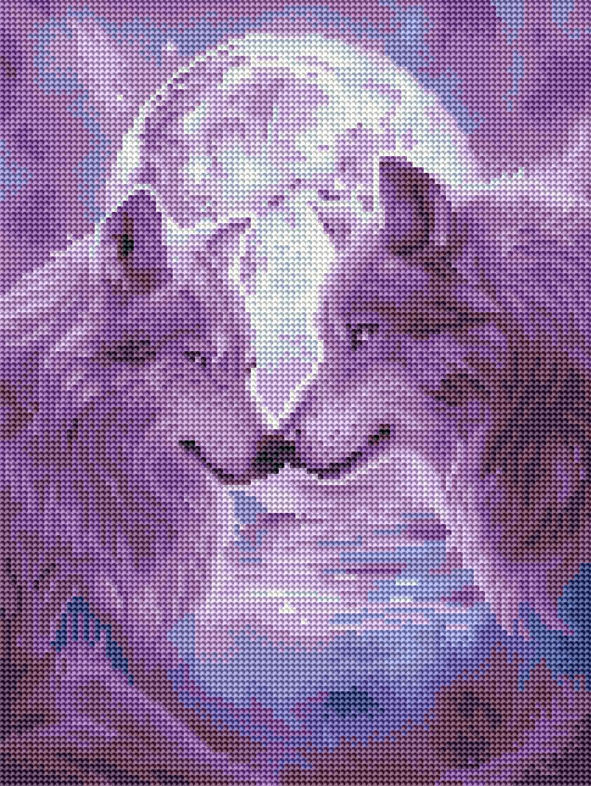 Алмазна мозаїка вишивка 30х40 см Brushme Вовки в місячному світлі RDBS7019, фото 1