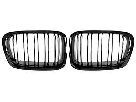 BMW 3 E46 98-01 седан / універсал решітка між фарами (ніздрі) ліва + права комплект. BLACK GLOSSY DOUBLE BAR