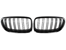 BMW 3 E90 / E91 09-13 седан / універсал решітка між фарами (ніздрі) лівий + правий комплект. BLACK GLOSSY