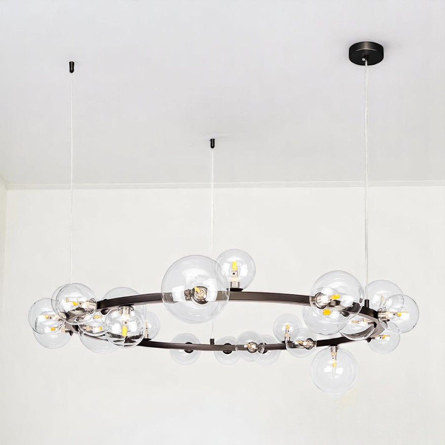 Люстра кільце з прозорими кулями Levistella 918LP267-24 BK+CL