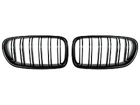 BMW 5 F10 / F11 10-17 решітка між фарами (ніздрі) ліва + права комплект. BLACK GLOSSY DOUBLE BAR