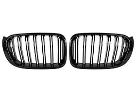 BMW X3 F25 14-17 решітка між фарами (ніздрі) лівий + правий комплект. BLACK GLOSSY DOUBLE BAR