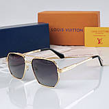 Чоловічі сонцезахисні брендові окуляри Lv (2208) gold Lux, фото 3