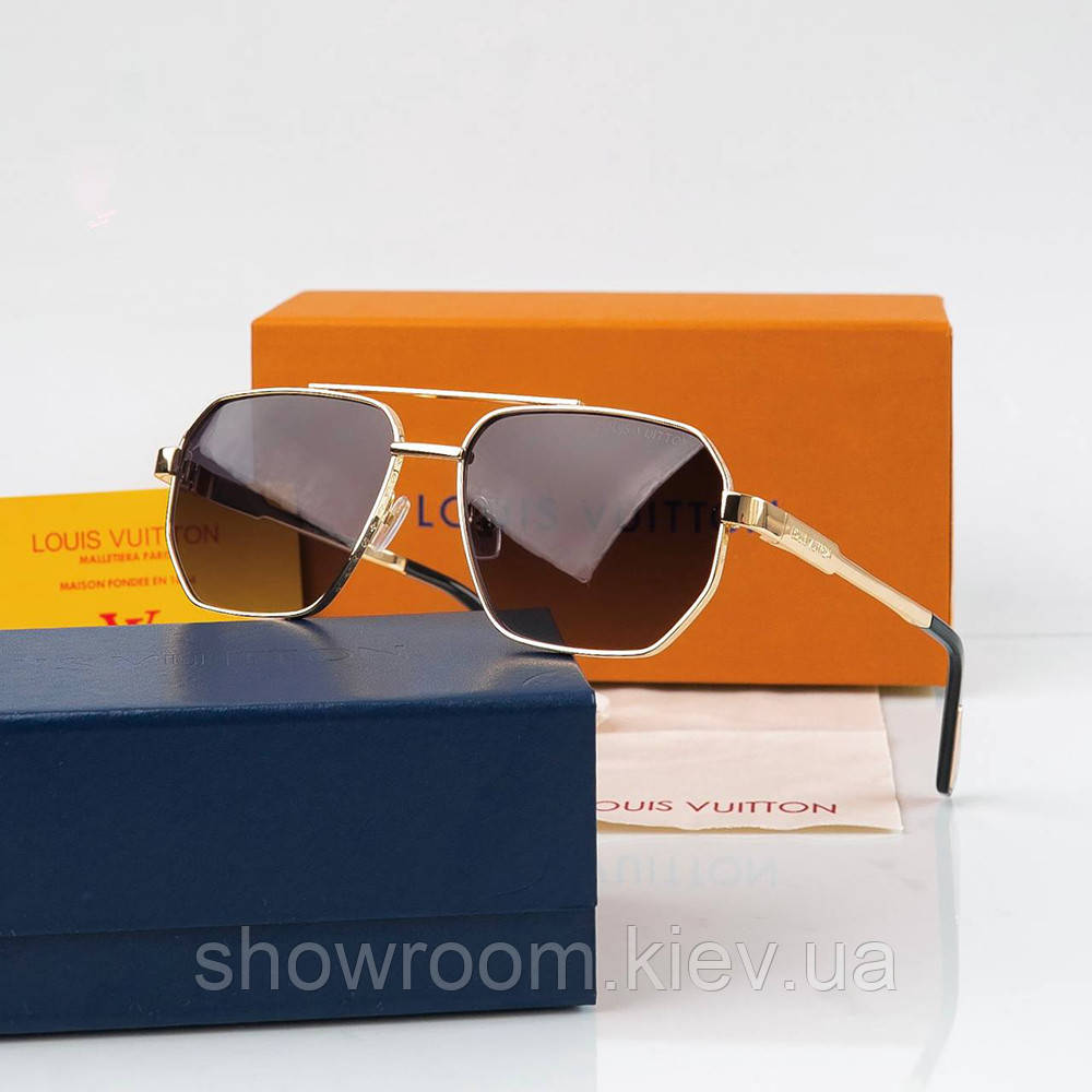 Чоловічі сонцезахисні брендові окуляри Lv (2208) gold Lux