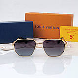 Чоловічі сонцезахисні брендові окуляри Lv (2208) gold Lux, фото 4