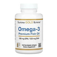 Жирні кислоти California Gold Nutrition Омега-3, риб'ячий жир, 100 желатинових капсул