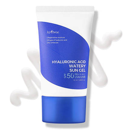 Зволожувальний сонцезахисний гель для обличчя Isntree Hyaluronic Acid Watery Sun Gel SPF50, 50мл, фото 1