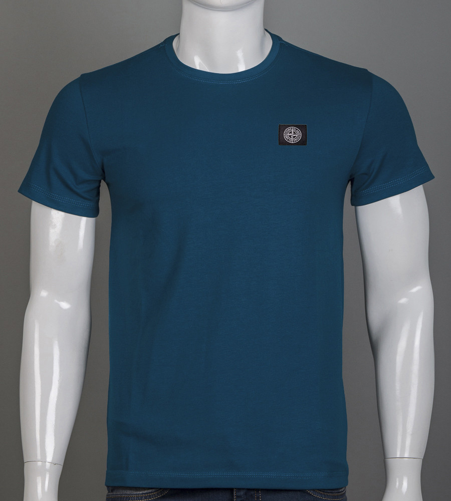 Футболка чоловіча Stone Island 2409м Нашивка (Уп.4шт M-XXL), Петроль