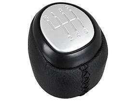 Saab 9-3 03-12 ручка перемикання передач чорна штучна шкіра + чорна нитка + срібло 6 передач, арт.