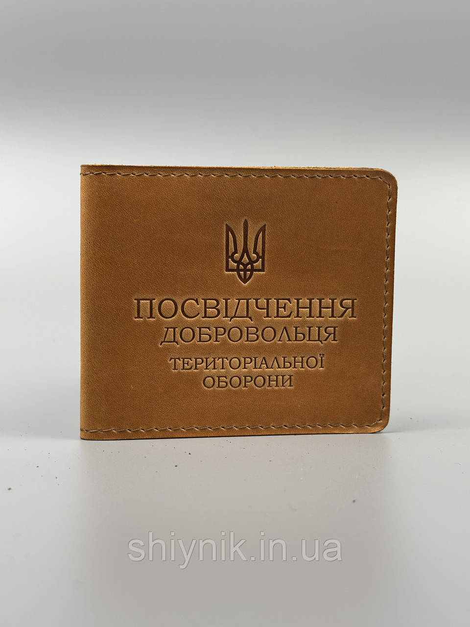 Шкіряна обкладинка для ПОСВІДЧЕННЯ ДОБРОВОЛЬЦЯ ТЕРИТОРІАЛЬНОЇ ОБОРОНИ ТРО сірий