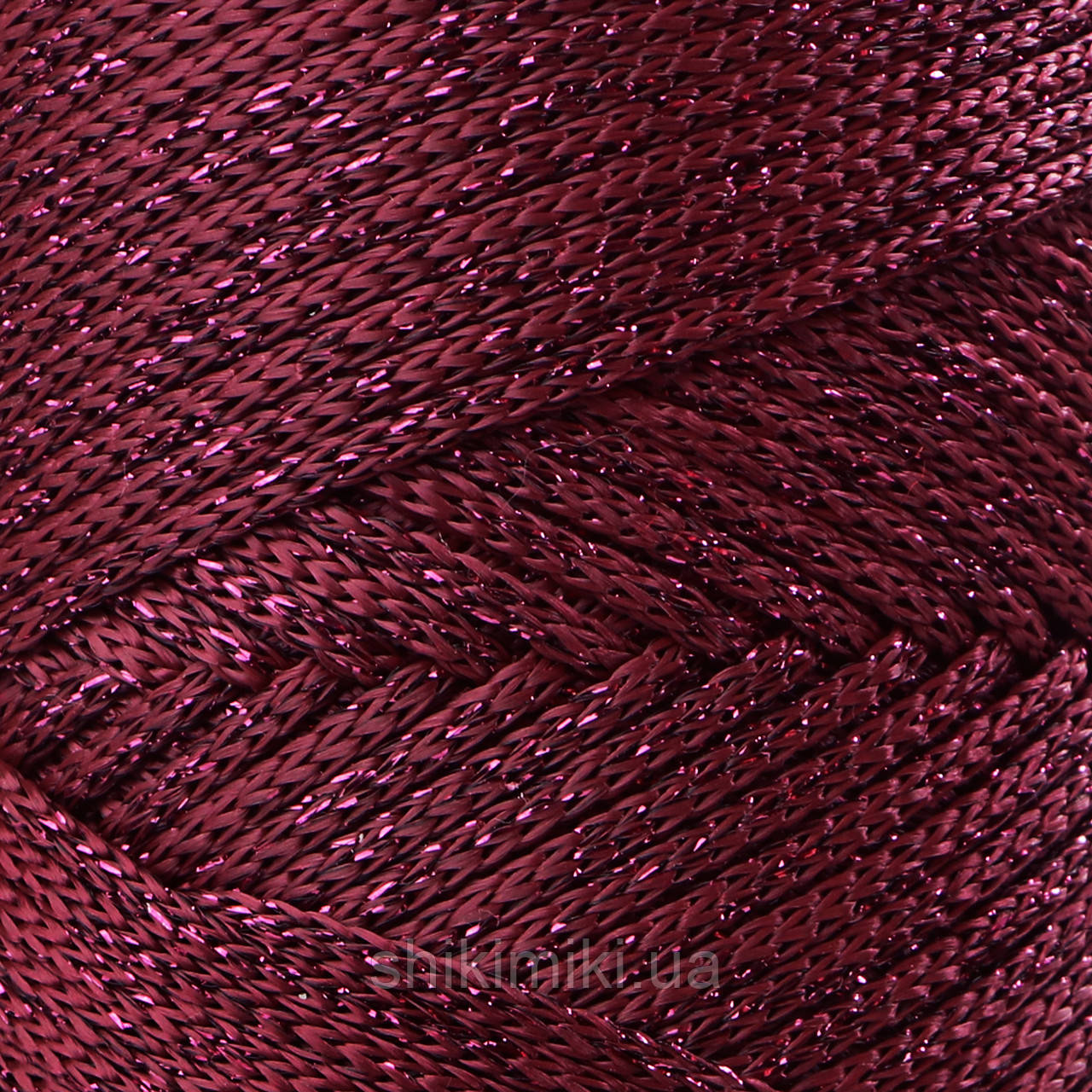 Трикотажний шнур з люрексом PP Macrame Glitter, колір Бургунді, фото 1