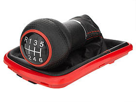 VW Bora 98-05 ручка перемикання передач + чохол з червоною рамкою 6 передач 23 мм