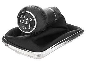 VW Bora 98-05 ручка перемикання передач чорний + чохол з хромованою рамкою 6 передач отвір 23 мм