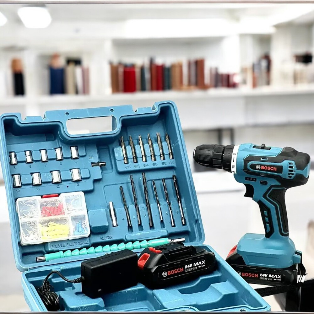 Ударний шурупокрут Bosch TSR 24-2LI 24V 6AH Акумуляторний дриль-шуруповерт Бош із набором інструментів
