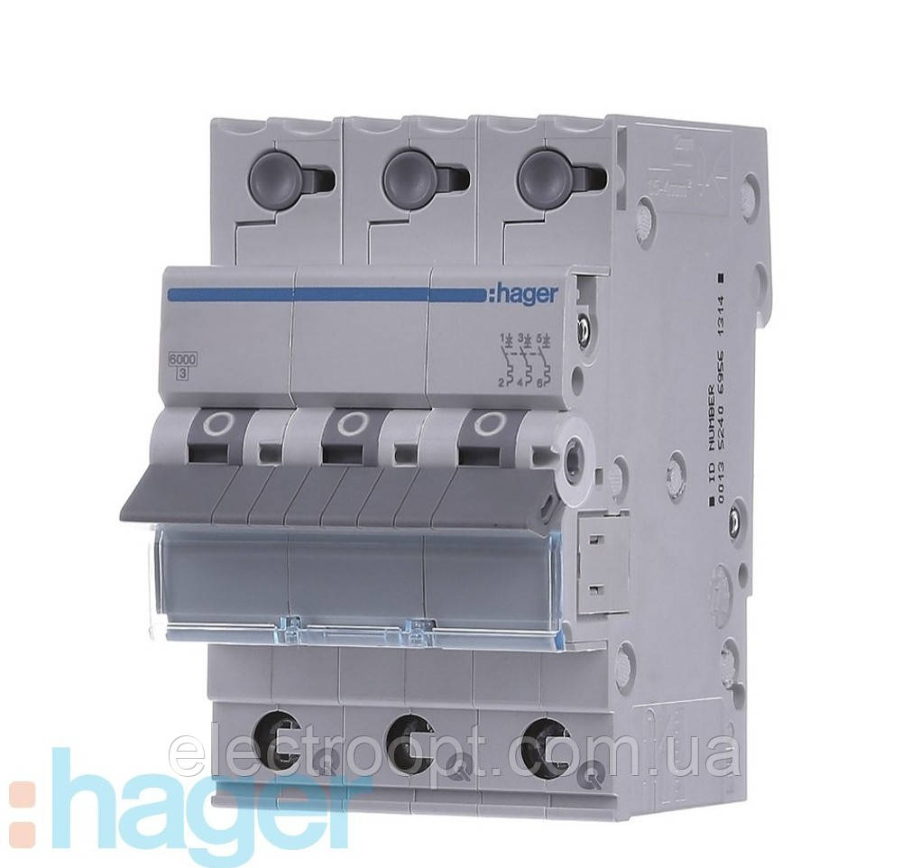 Автоматичний вимикач 40 А, 3-фазний, тип С, Hager MCN340