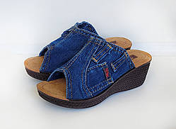 Шльопанці джинсові, жіночі на платформі 36 р