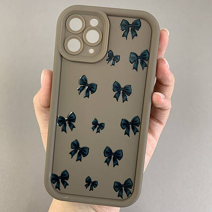 Чохол для Apple iPhone 11 Pro чохол з високими бортами з бантиками на телефон айфон 11 про коричневий q05t, фото 1