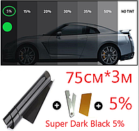Тонувальна плівка для авто Elegant 75см*3м Super Dark Black 5%. Польща