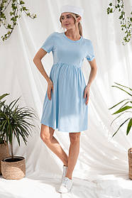 Сукня футболка для вагітних і годуючих мам бавовняна літня для майбутніх мам Noomie S (44) Юла Мама блакитний