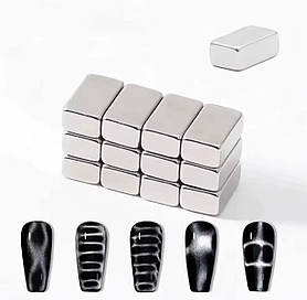 Магніти прямокутні для гель-лаку "котяче око" (10х5х3мм/ 12шт)