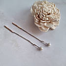 Сережки-протяжки зі срібла з перлами та золотою вставкою Перлина-1, фото 5